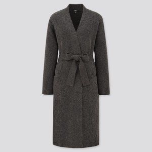 SOUFFLÉ YARN BELTED LONG KNITTED COAT